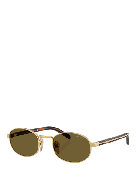 Prada PR B53S Women's Oval Sunglasses, Gold Tortoise/Brown, Gold Tortoise/Brown