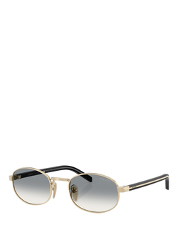 Prada PR B53SZ Women's Oval Sunglasses, Gold/Grey, Gold/Grey