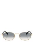 Prada PR B53SZ Women's Oval Sunglasses, Gold/Grey