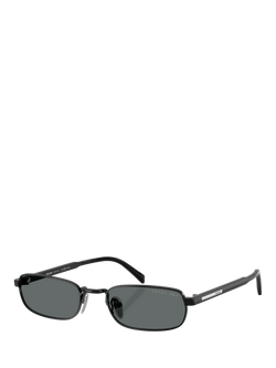 Prada PR B54S Men's Rectangular Sunglasses, Black, Black