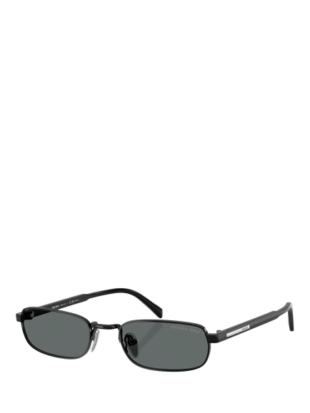 Prada PR B54S Men's Rectangular Sunglasses, Black, Black