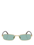 Prada PR B54S Men's Rectangular Sunglasses, Gold/Blue