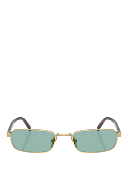 Prada PR B54S Men's Rectangular Sunglasses, Gold/Blue - view 2, Gold/Blue