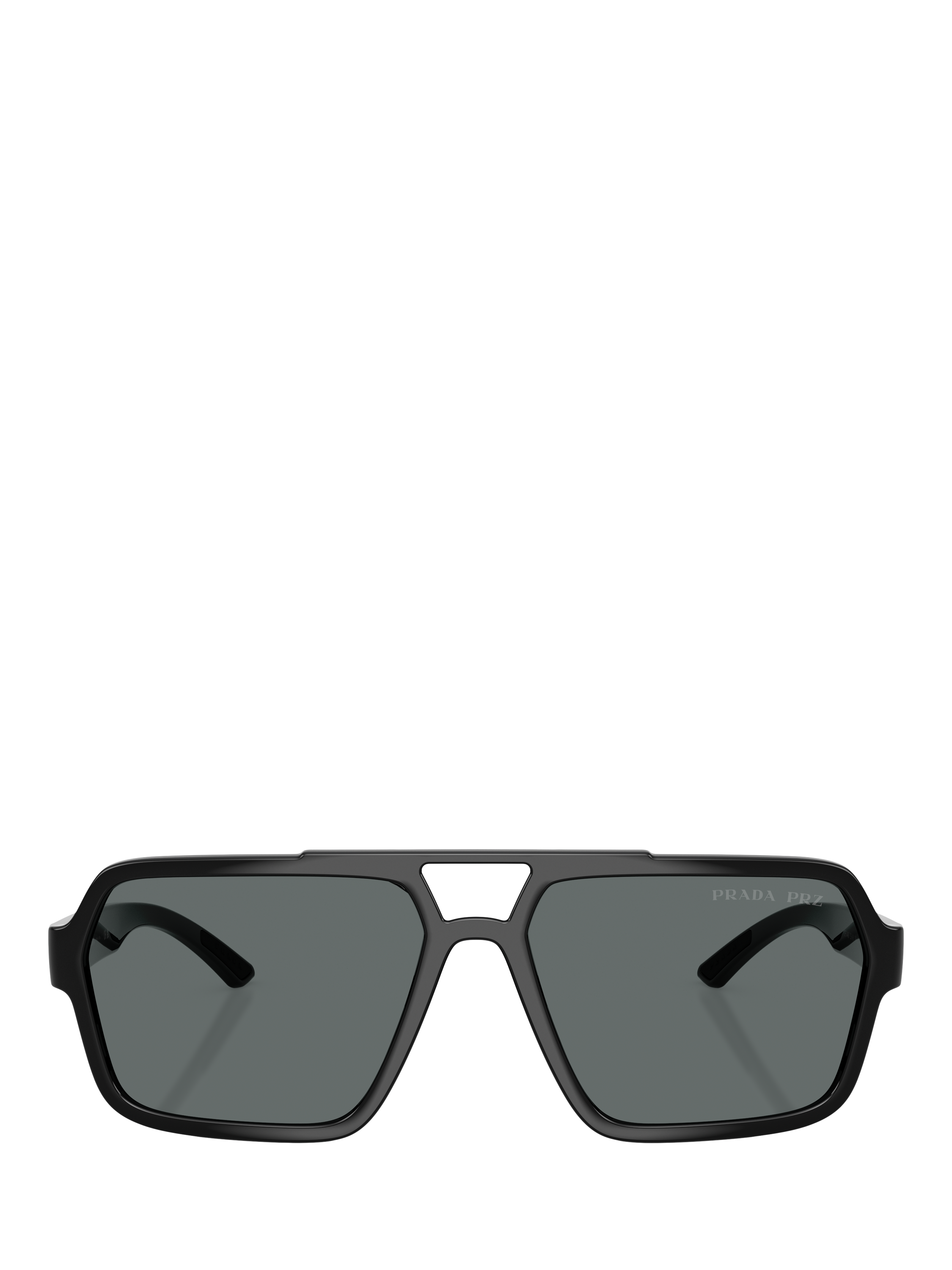 Product image 2 of 5, which shows Prada Prada Linea Rossa PS A06S1 Men's Polarised Square Sunglasses, Black/Grey