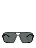 Prada Prada Linea Rossa PS A06S1 Men's Polarised Square Sunglasses, Black/Grey