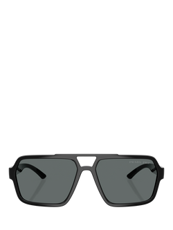 Prada Prada Linea Rossa PS A06S1 Men's Polarised Square Sunglasses, Black/Grey - view 2, Black/Grey