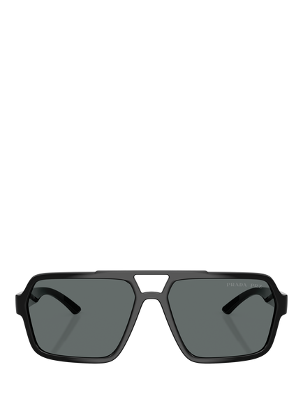 Prada Prada Linea Rossa PS A06S1 Men's Polarised Square Sunglasses, Black/Grey - view 2, Black/Grey
