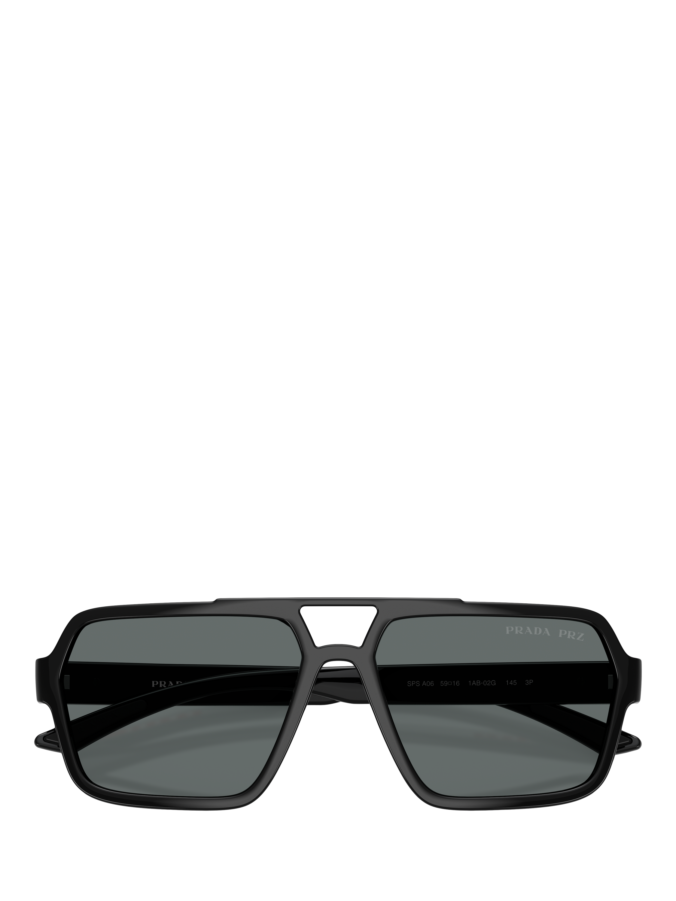 Product image 5 of 5, which shows Prada Prada Linea Rossa PS A06S1 Men's Polarised Square Sunglasses, Black/Grey