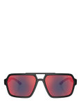 Prada Prada Linea Rossa PS A06S Men's Square Sunglasses, Black/Mirror Red