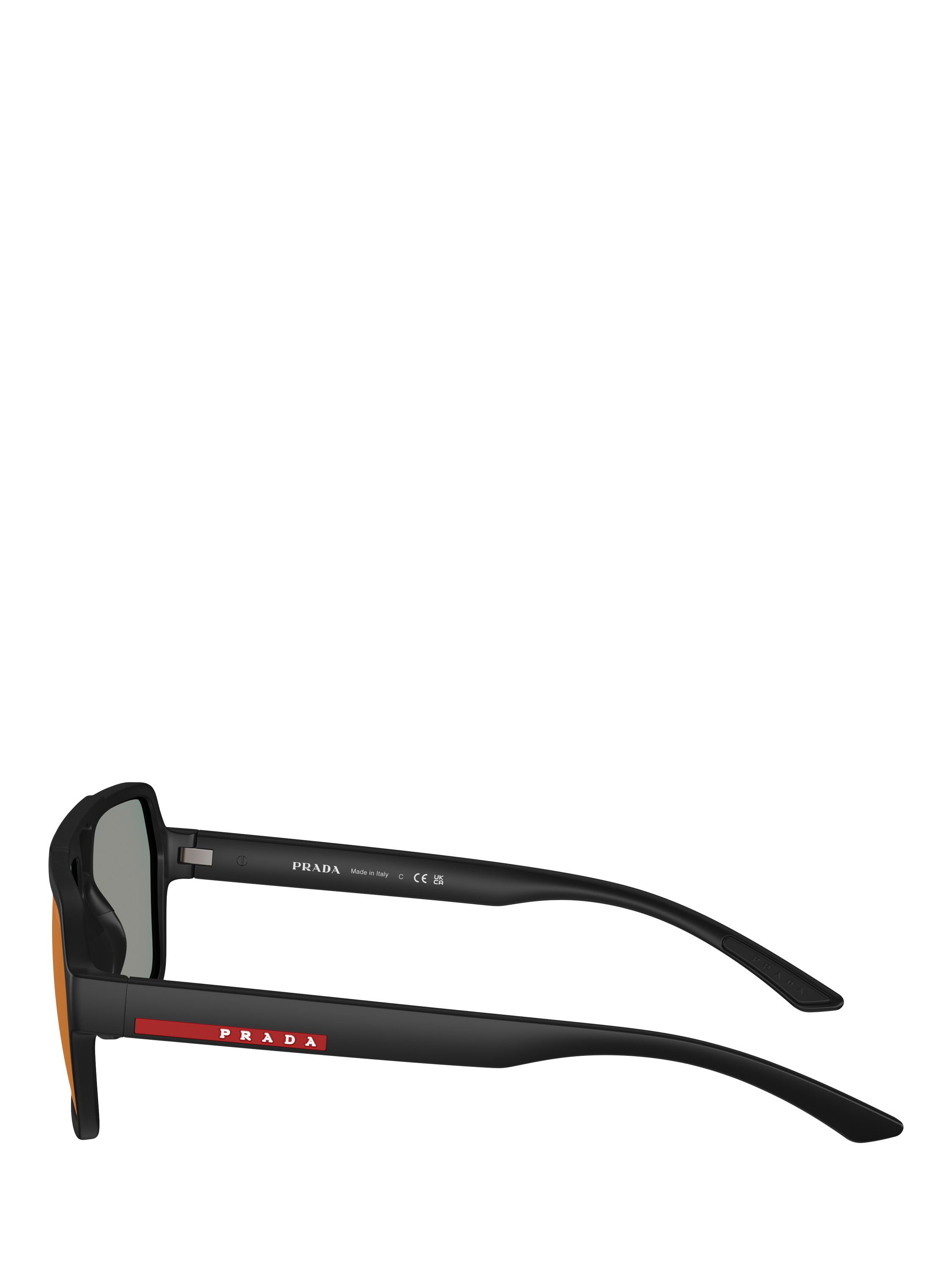 Product image 3 of 5, which shows Prada Prada Linea Rossa PS A06S Men's Square Sunglasses, Black/Mirror Red