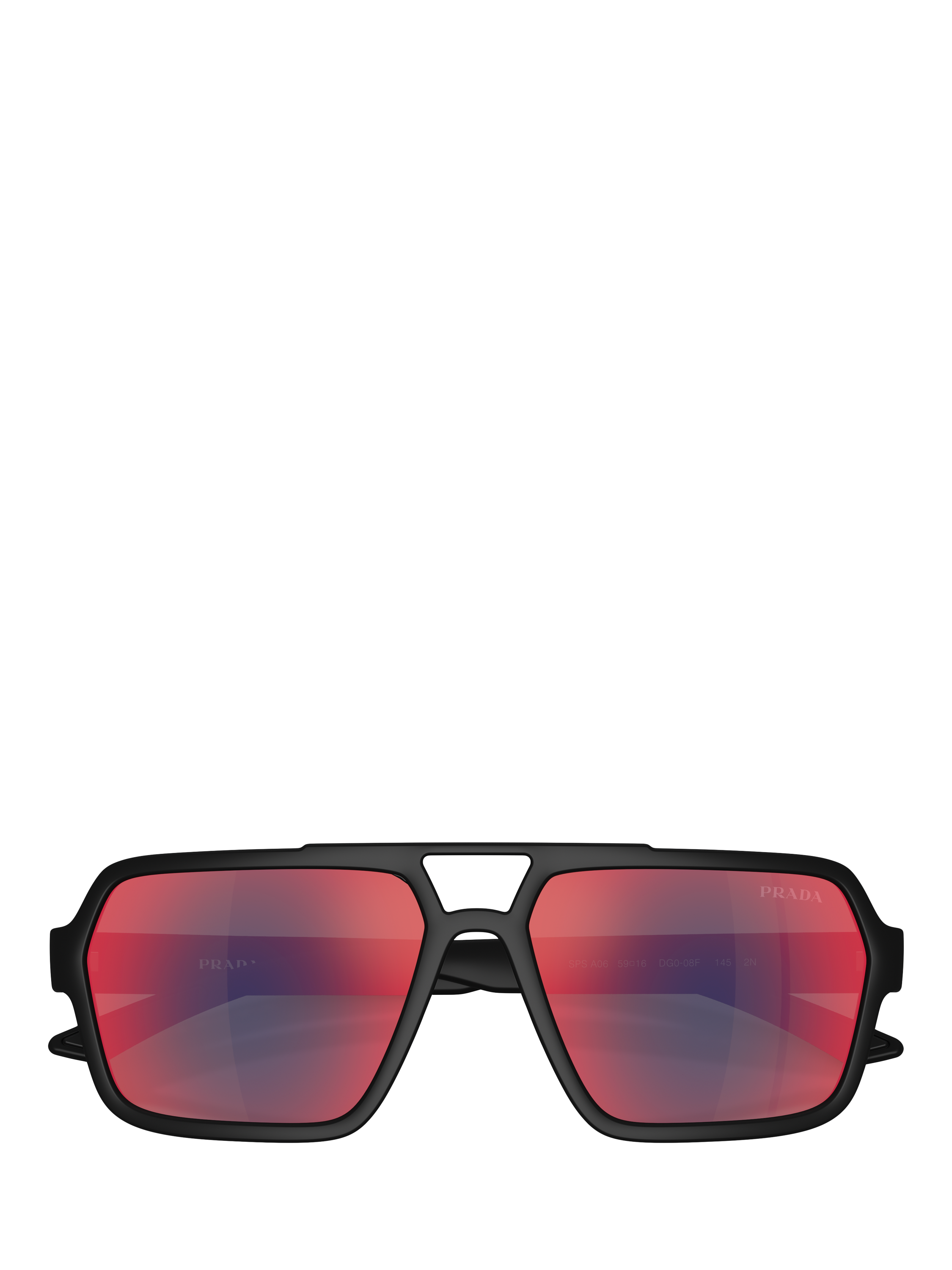 Product image 5 of 5, which shows Prada Prada Linea Rossa PS A06S Men's Square Sunglasses, Black/Mirror Red