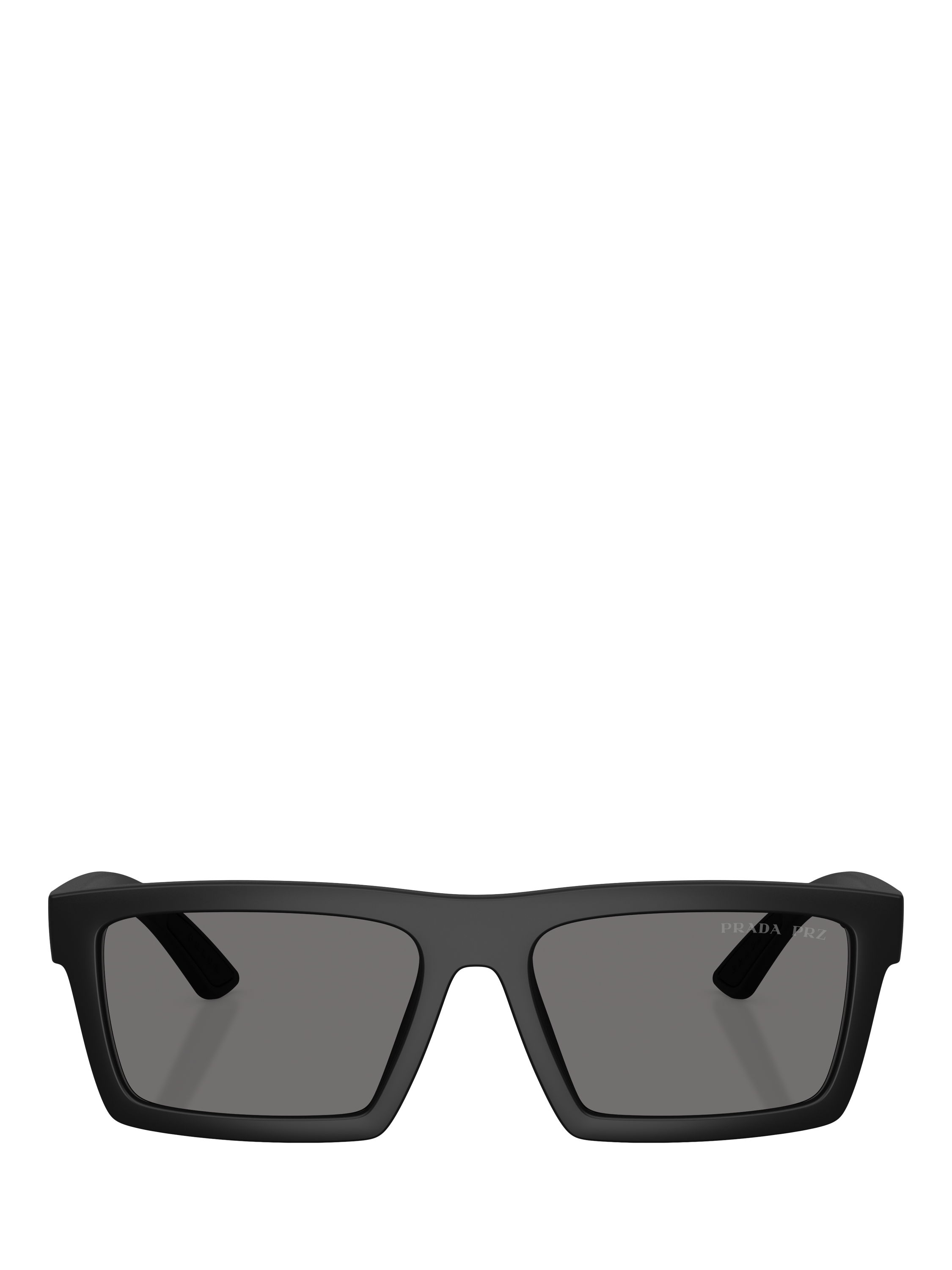 Product image 2 of 5, which shows Prada Prada Linea Rossa PS A07S Men's Polarised Rectangular Sunglasses, Black/Grey