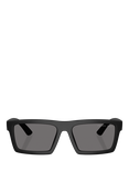 Prada Prada Linea Rossa PS A07S Men's Polarised Rectangular Sunglasses, Black/Grey