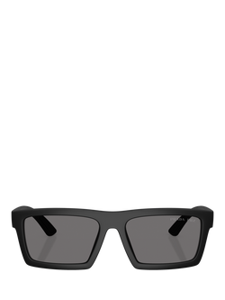 Prada Prada Linea Rossa PS A07S Men's Polarised Rectangular Sunglasses, Black/Grey - view 2, Black/Grey