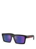 Prada Prada Linea Rossa PS A07S Men's Rectangular Sunglasses, Black/Mirror Purple