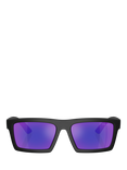 Prada Prada Linea Rossa PS A07S Men's Rectangular Sunglasses, Black/Mirror Purple