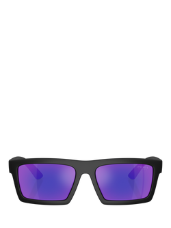 Prada Prada Linea Rossa PS A07S Men's Rectangular Sunglasses, Black/Mirror Purple - view 2, Black/Mirror Purple