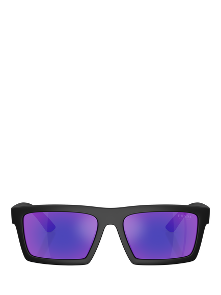 Prada Prada Linea Rossa PS A07S Men's Rectangular Sunglasses, Black/Mirror Purple - view 2, Black/Mirror Purple