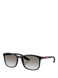Prada Prada Linea Rossa PS A08S Men's Square Sunglasses, Black/Grey Gradient