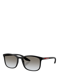 Prada Prada Linea Rossa PS A08S Men's Square Sunglasses, Black/Grey Gradient, Black/Grey Gradient