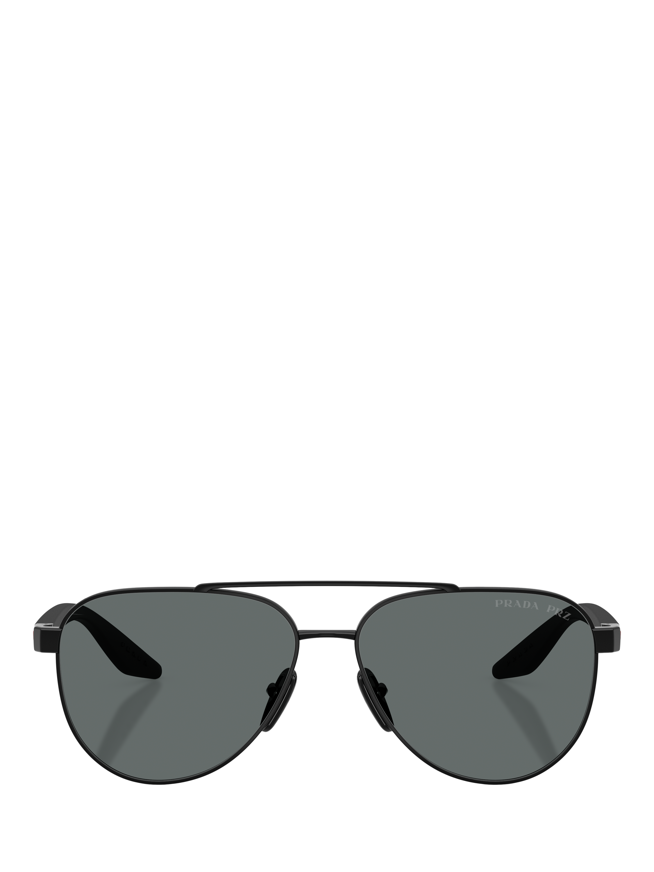 Product image 2 of 5, which shows Prada Prada Linea Rossa PS A52S Men's Polarised Aviator Sunglasses, Black/Grey