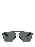 Prada Prada Linea Rossa PS A52S Men's Polarised Aviator Sunglasses, Black/Grey