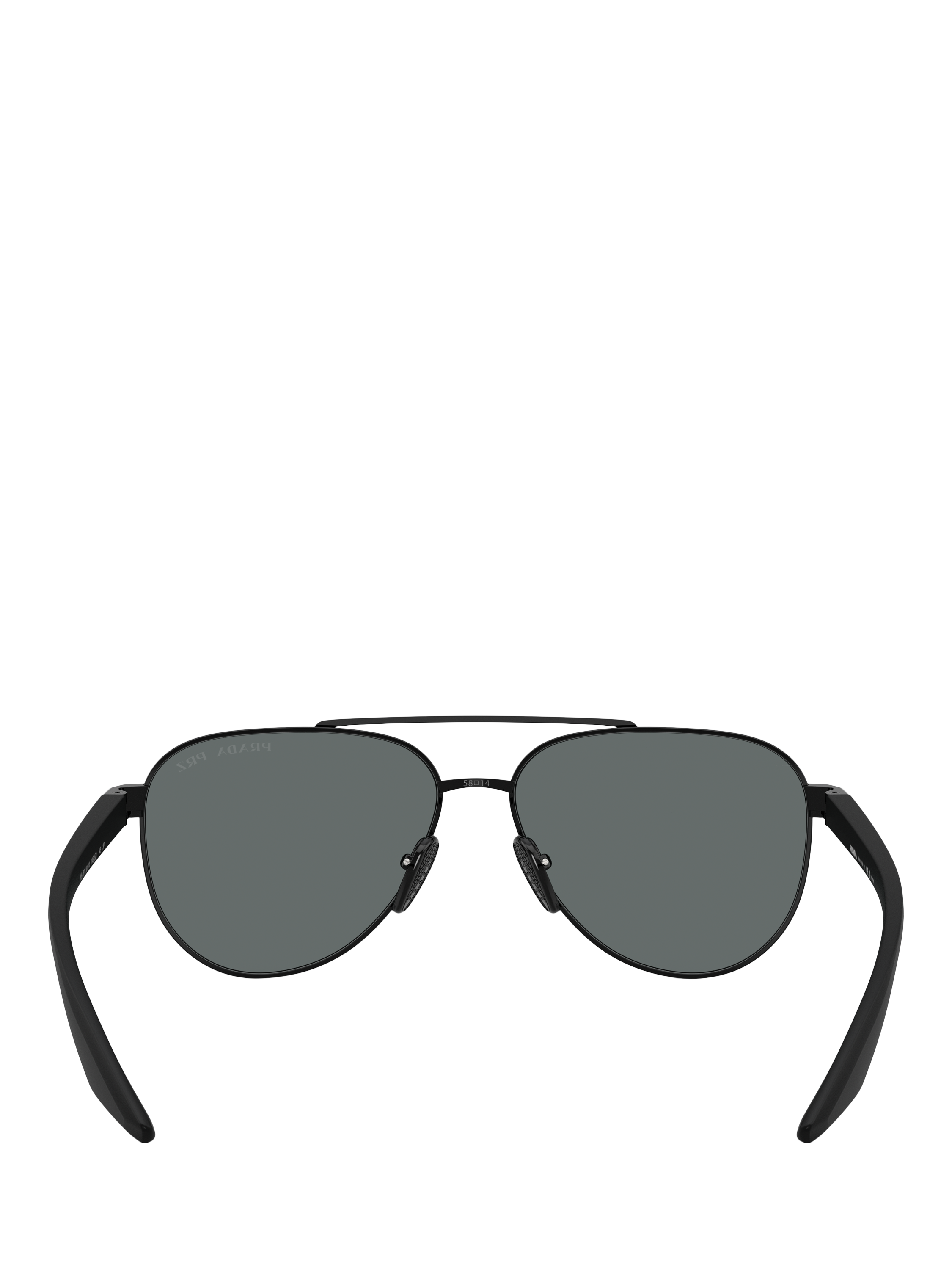 Product image 4 of 5, which shows Prada Prada Linea Rossa PS A52S Men's Polarised Aviator Sunglasses, Black/Grey