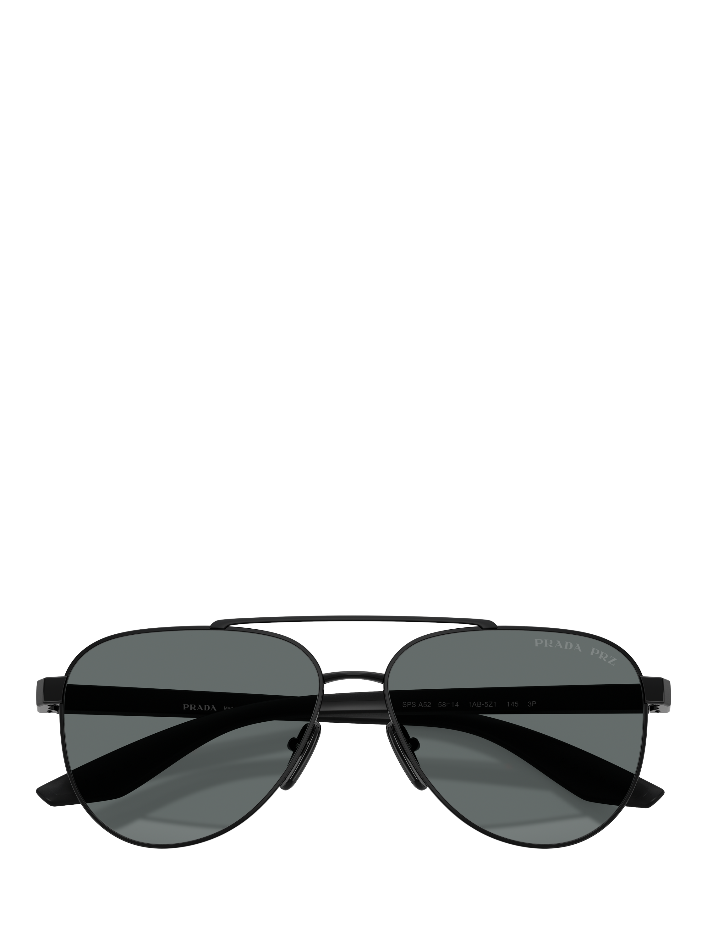Product image 5 of 5, which shows Prada Prada Linea Rossa PS A52S Men's Polarised Aviator Sunglasses, Black/Grey