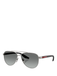Prada Prada Linea Rossa PS A52S Men's Aviator Sunglasses, Gunmetal/Grey Gradient