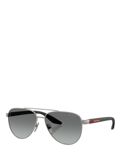 Prada Prada Linea Rossa PS A52S Men's Aviator Sunglasses, Gunmetal/Grey Gradient, Gunmetal/Grey Gradient