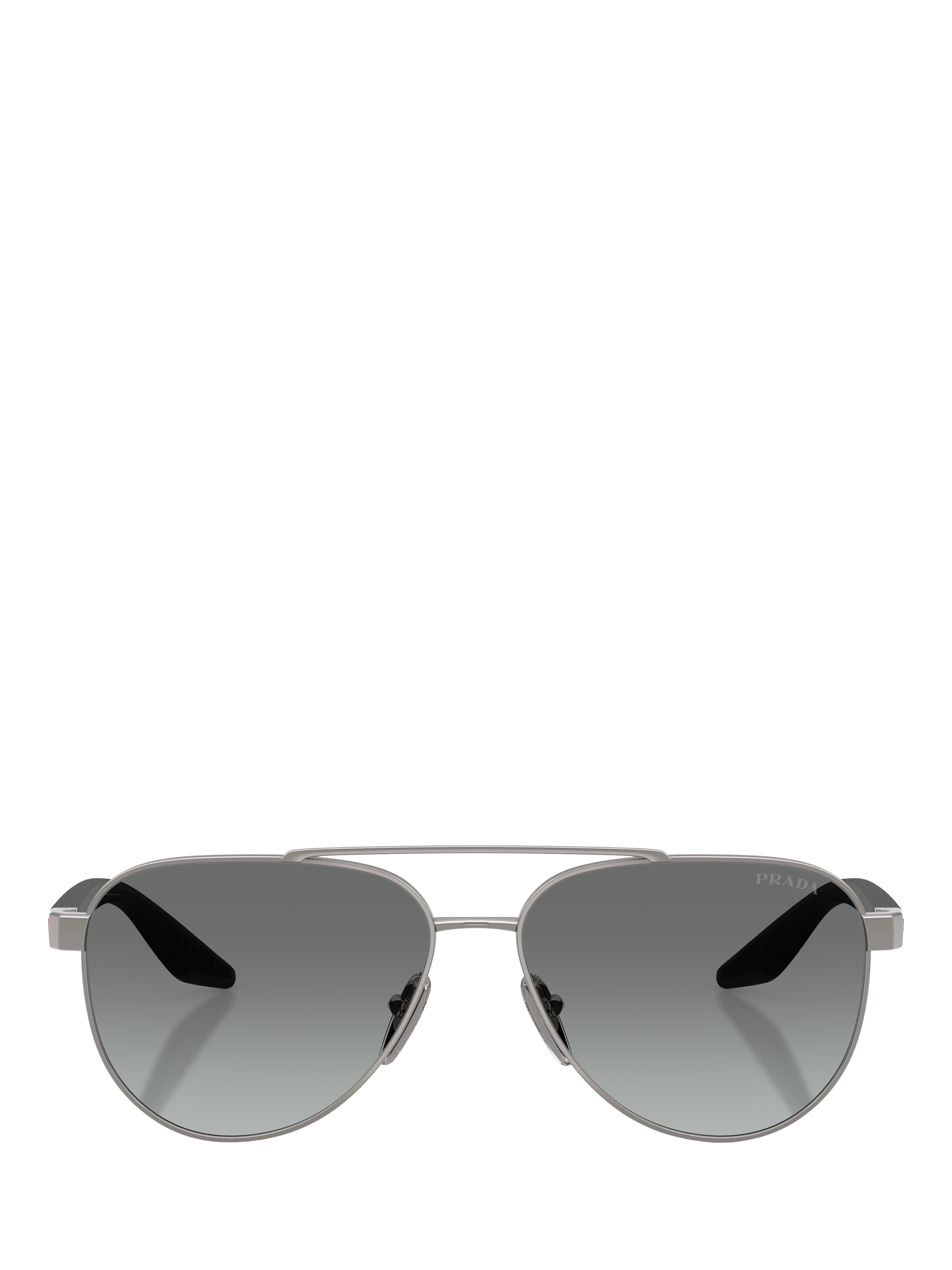 Product image 2 of 5, which shows Prada Prada Linea Rossa PS A52S Men's Aviator Sunglasses, Gunmetal/Grey Gradient