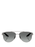 Prada Prada Linea Rossa PS A52S Men's Aviator Sunglasses, Gunmetal/Grey Gradient