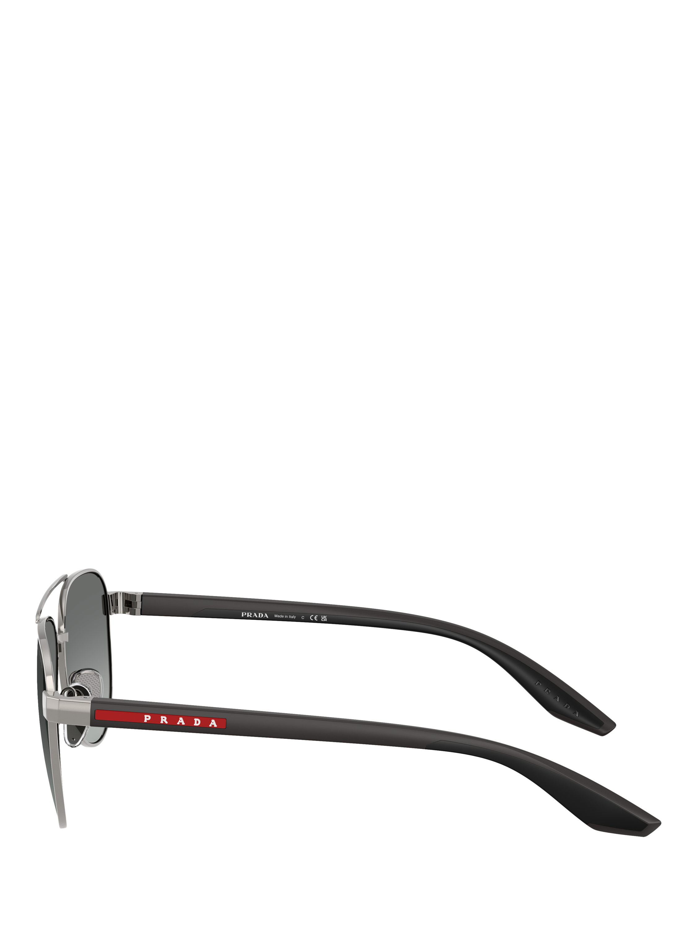 Product image 3 of 5, which shows Prada Prada Linea Rossa PS A52S Men's Aviator Sunglasses, Gunmetal/Grey Gradient