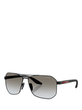 Prada Prada Linea Rossa PS A53S Men's Rectangular Sunglasses, Black/Grey Gradient