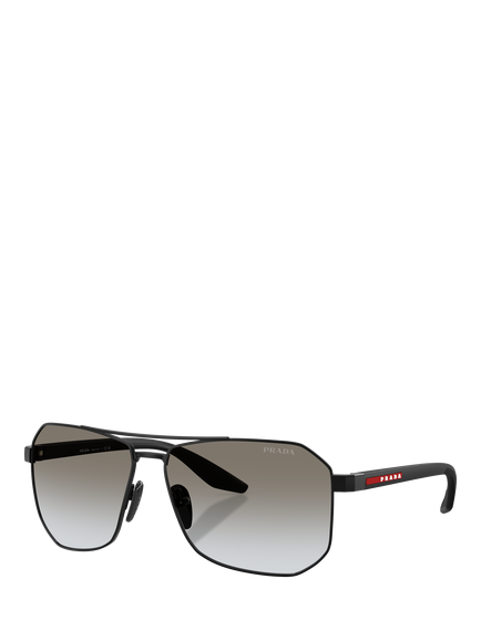 Prada Prada Linea Rossa PS A53S Men's Rectangular Sunglasses, Black/Grey Gradient, Black/Grey Gradient
