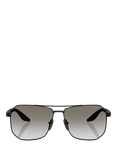 Prada Prada Linea Rossa PS A53S Men's Rectangular Sunglasses, Black/Grey Gradient