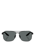 Prada Prada Linea Rossa PS A53S Men's Polarised Rectangular Sunglasses, Black/Grey
