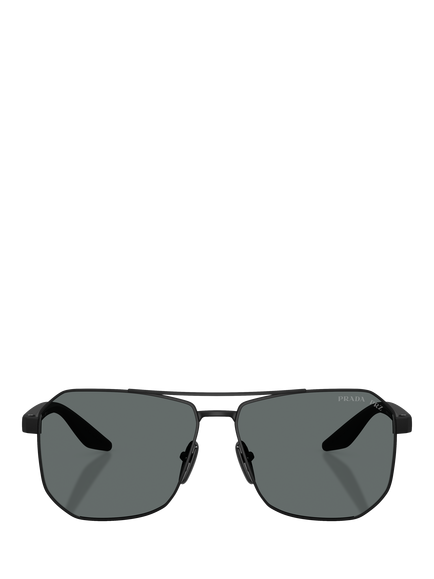 Prada Prada Linea Rossa PS A53S Men's Polarised Rectangular Sunglasses, Black/Grey - view 2, Black/Grey