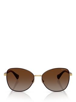 Ralph Lauren RA4147 Women's Polarised Butterfly Sunglasses, Gold/Brown - view 2, Gold/Brown