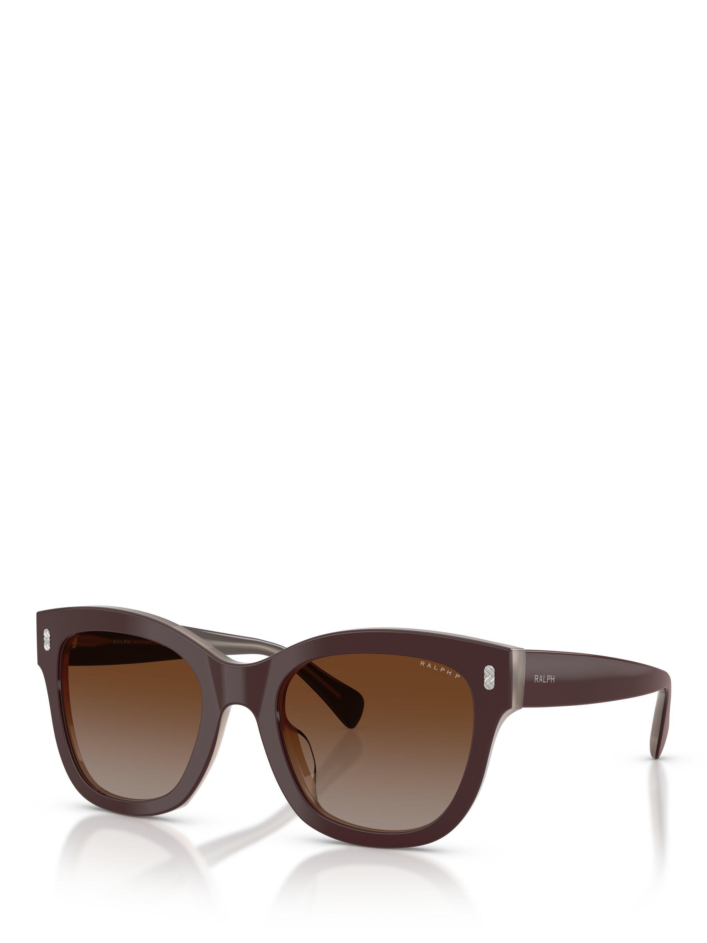 Ralph Lauren RA5301 Women's Polarised Oval Sunglasses, Brown