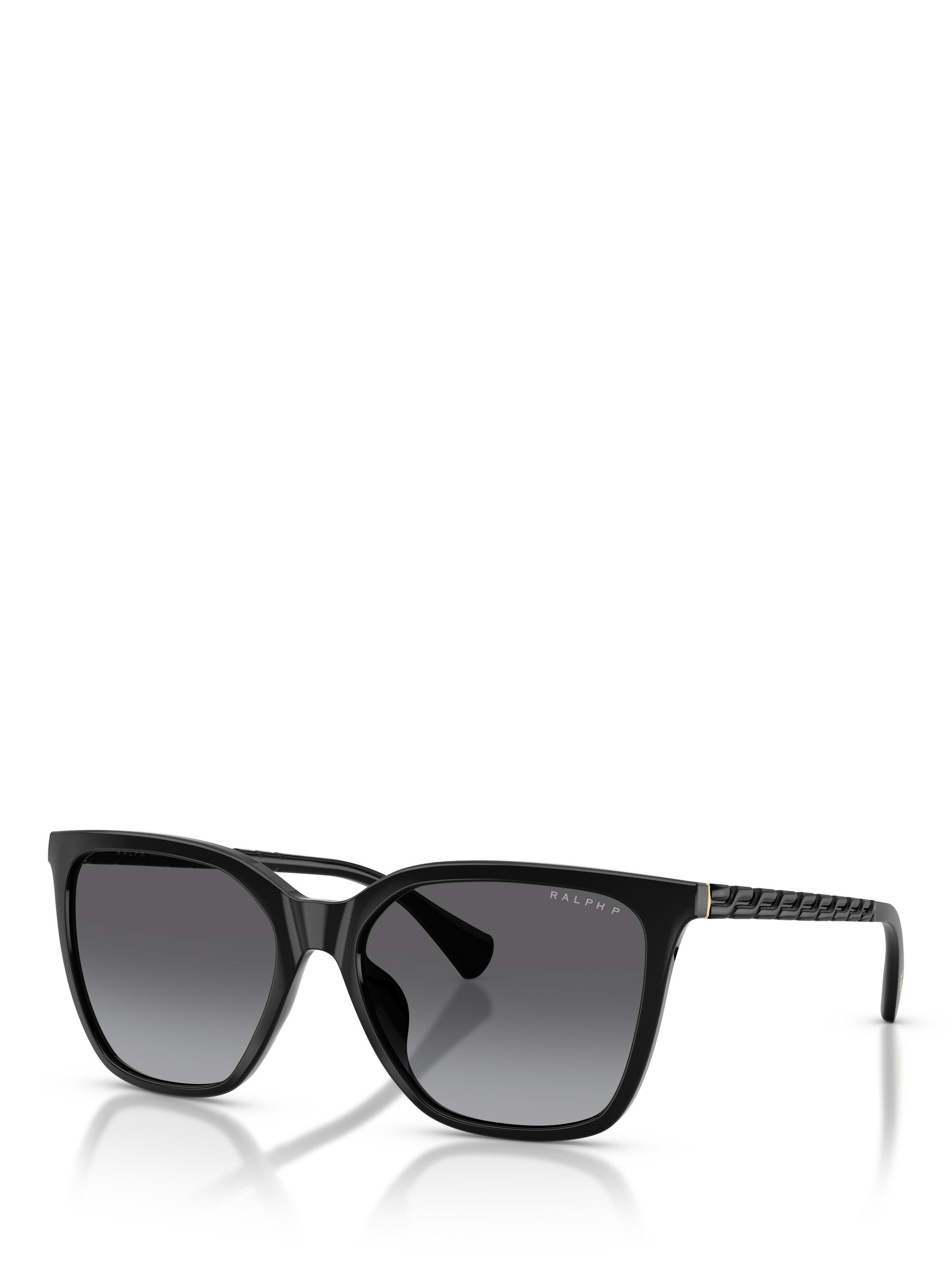 Product image 1 of 5, which shows Ralph Lauren RA5328U Women's Polarised Square Sunglasses, Black/Grey Gradient