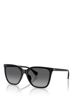 Ralph Lauren RA5328U Women's Polarised Square Sunglasses, Black/Grey Gradient, Black/Grey Gradient