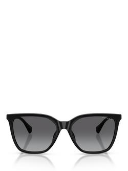Ralph Lauren RA5328U Women's Polarised Square Sunglasses, Black/Grey Gradient - view 2, Black/Grey Gradient