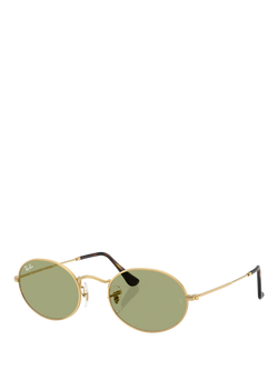 Ray-Ban RB3547 Oval Sunglasses, Gold/Green, Gold/Green
