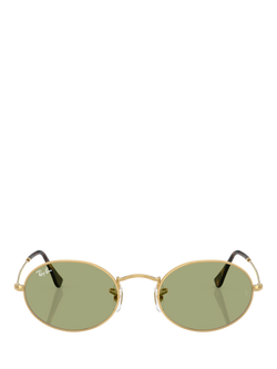 Ray-Ban RB3547 Oval Sunglasses, Gold/Green - view 2, Gold/Green