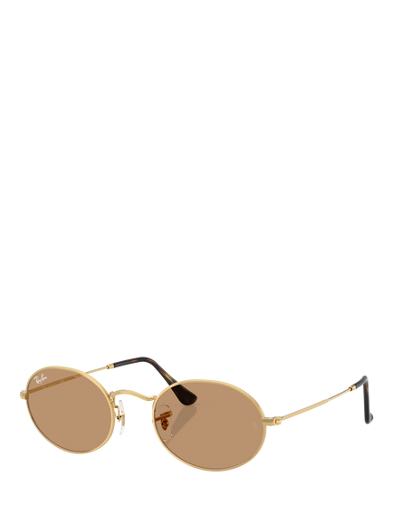 Ray-Ban RB3547 Unisex Oval Sunglasses, Gold/Brown, Gold/Brown
