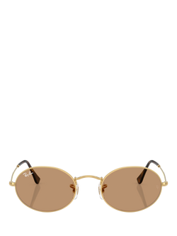Ray-Ban RB3547 Unisex Oval Sunglasses, Gold/Brown - view 2, Gold/Brown