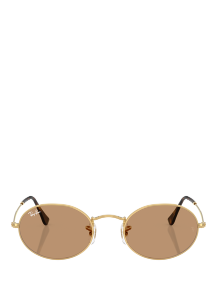 Ray-Ban RB3547 Unisex Oval Sunglasses, Gold/Brown - view 2, Gold/Brown
