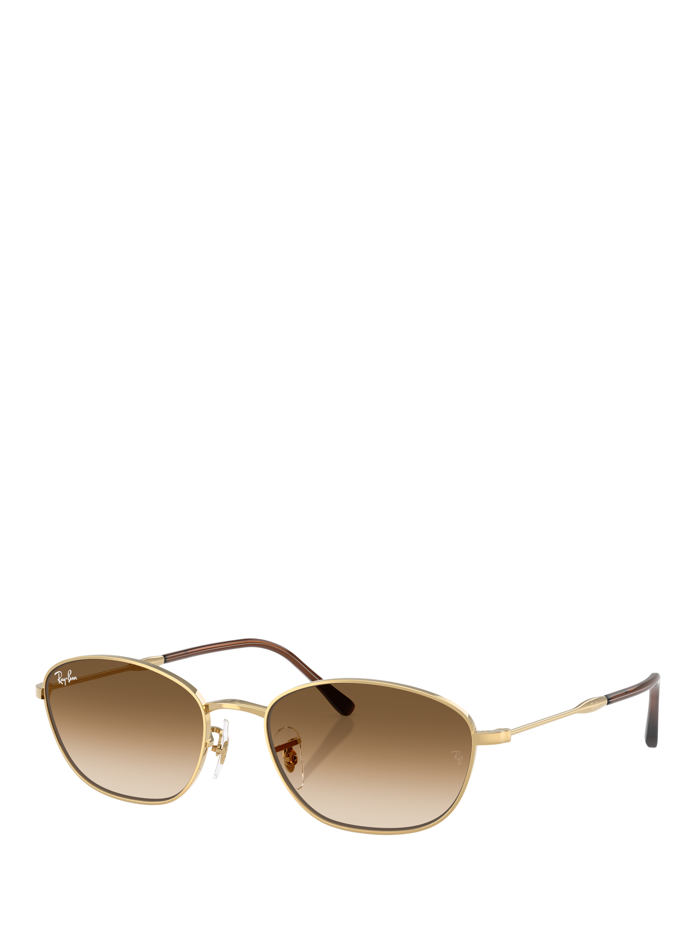 Product image 1 of 6, which shows Ray-Ban RB3749 Women's Irregular Sunglasses, Gold/Brown