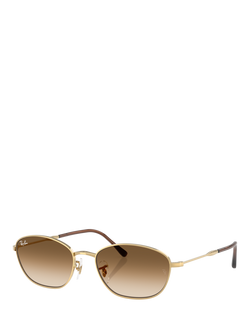 Ray-Ban RB3749 Women's Irregular Sunglasses, Gold/Brown, Gold/Brown